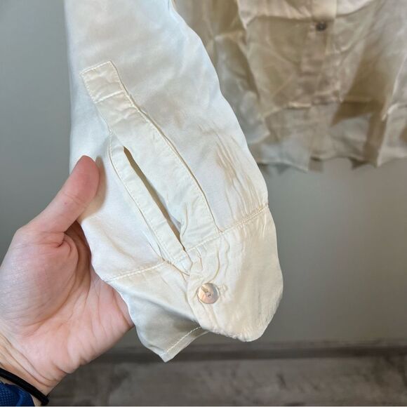 DONNI. Silky Button Down in Cream Creme XS NWT - Picture 6 of 12
